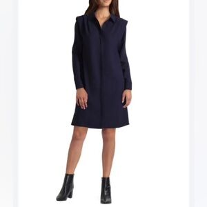Halston dark navy structured shirt dress size XS